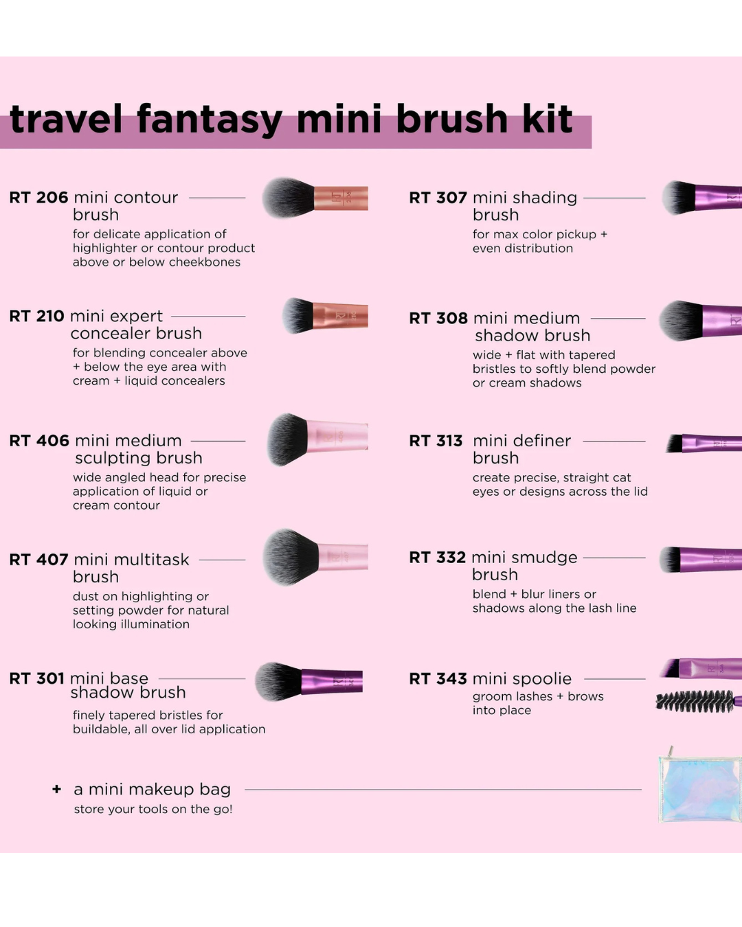 Real Techniques Travel Fantasy Mini Brush Set 10Pcs
