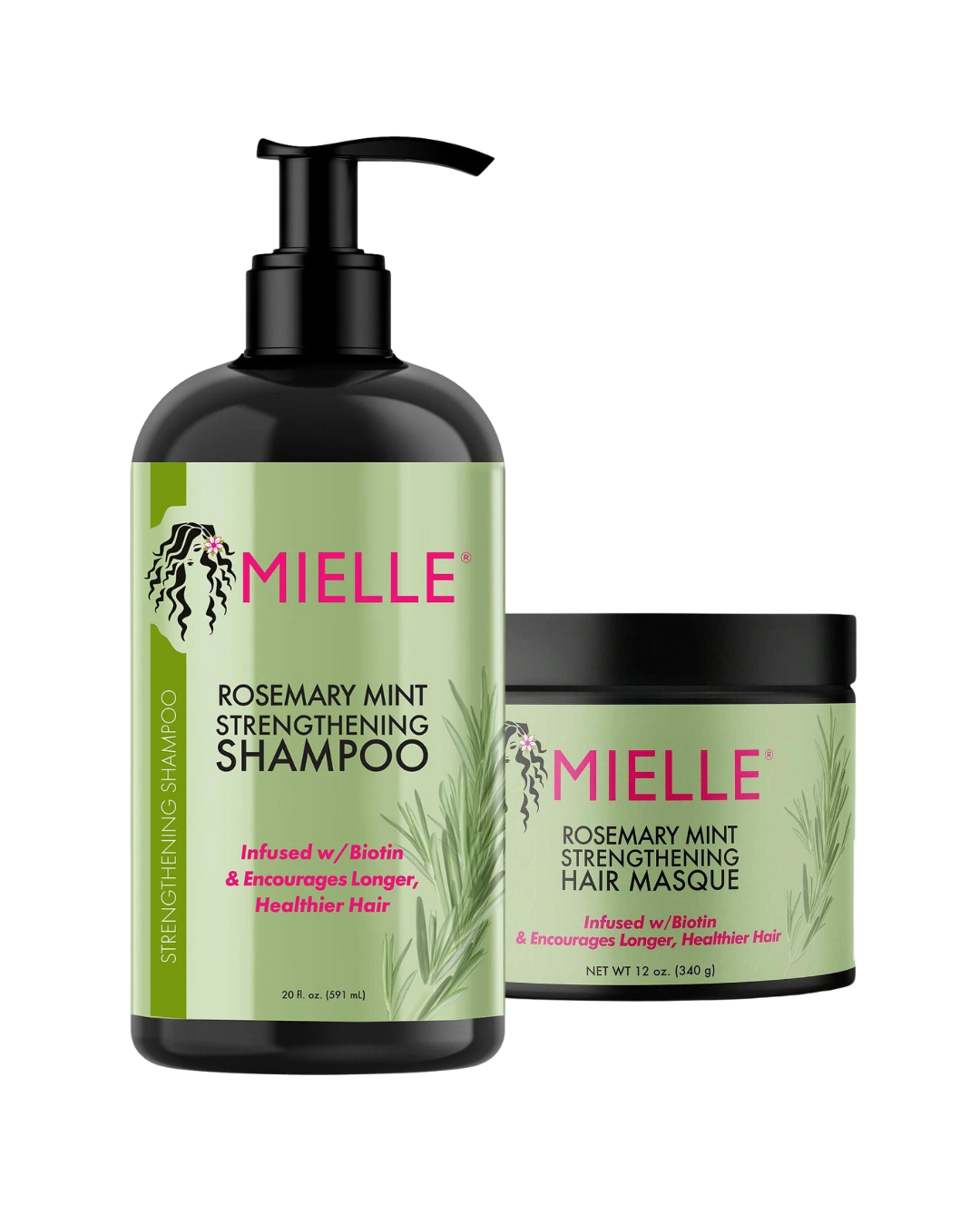 MIELLE Rosemary Mint Strengthening Shampoo + Masque Bundle