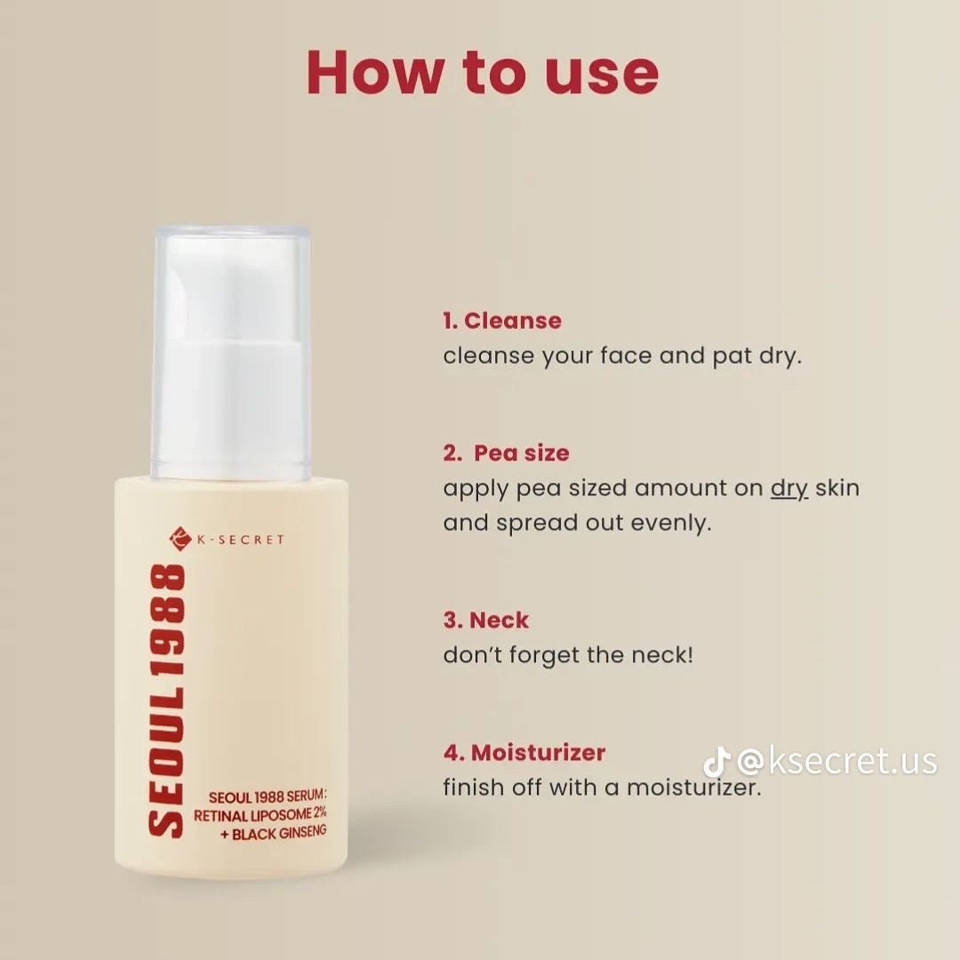 K-SECRET SEOUL 1988 RETINAL LIPOSOME 2% + BLACK GINSENG SERUM.