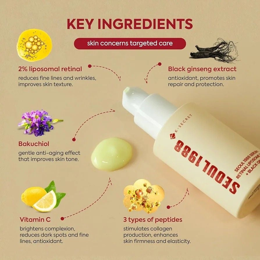 K-SECRET SEOUL 1988 RETINAL LIPOSOME 2% + BLACK GINSENG SERUM.