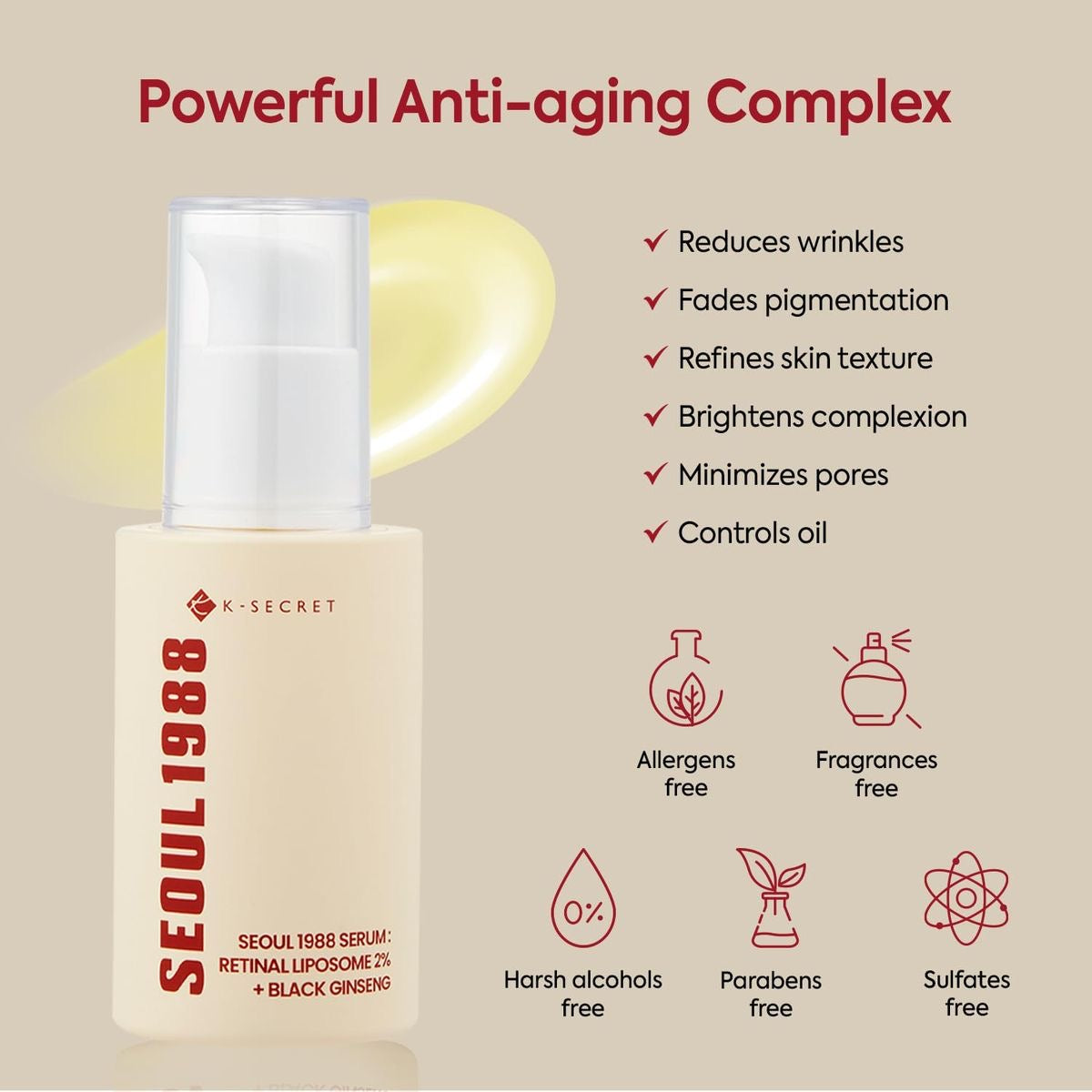 K-SECRET SEOUL 1988 RETINAL LIPOSOME 2% + BLACK GINSENG SERUM.